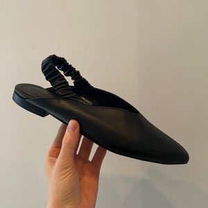 Pointed Toe Sling Backs in Black